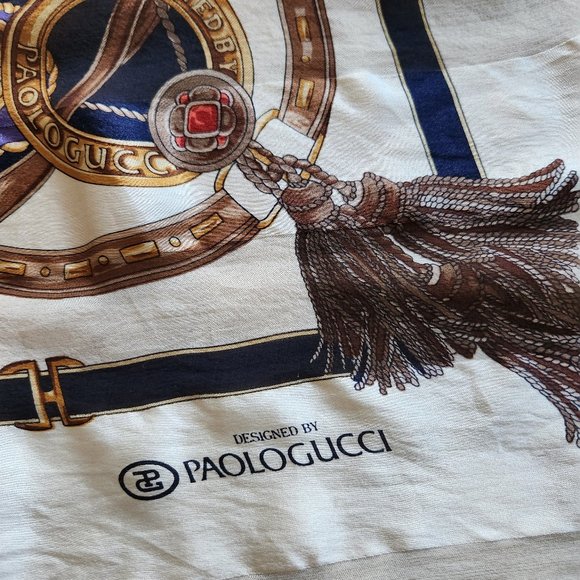 Sam Whan Designed by PAOLA GUCCI ~ 100% Silk Scarf ~ Square 34x34 ~ GORGEOUS - Picture 2 of 3